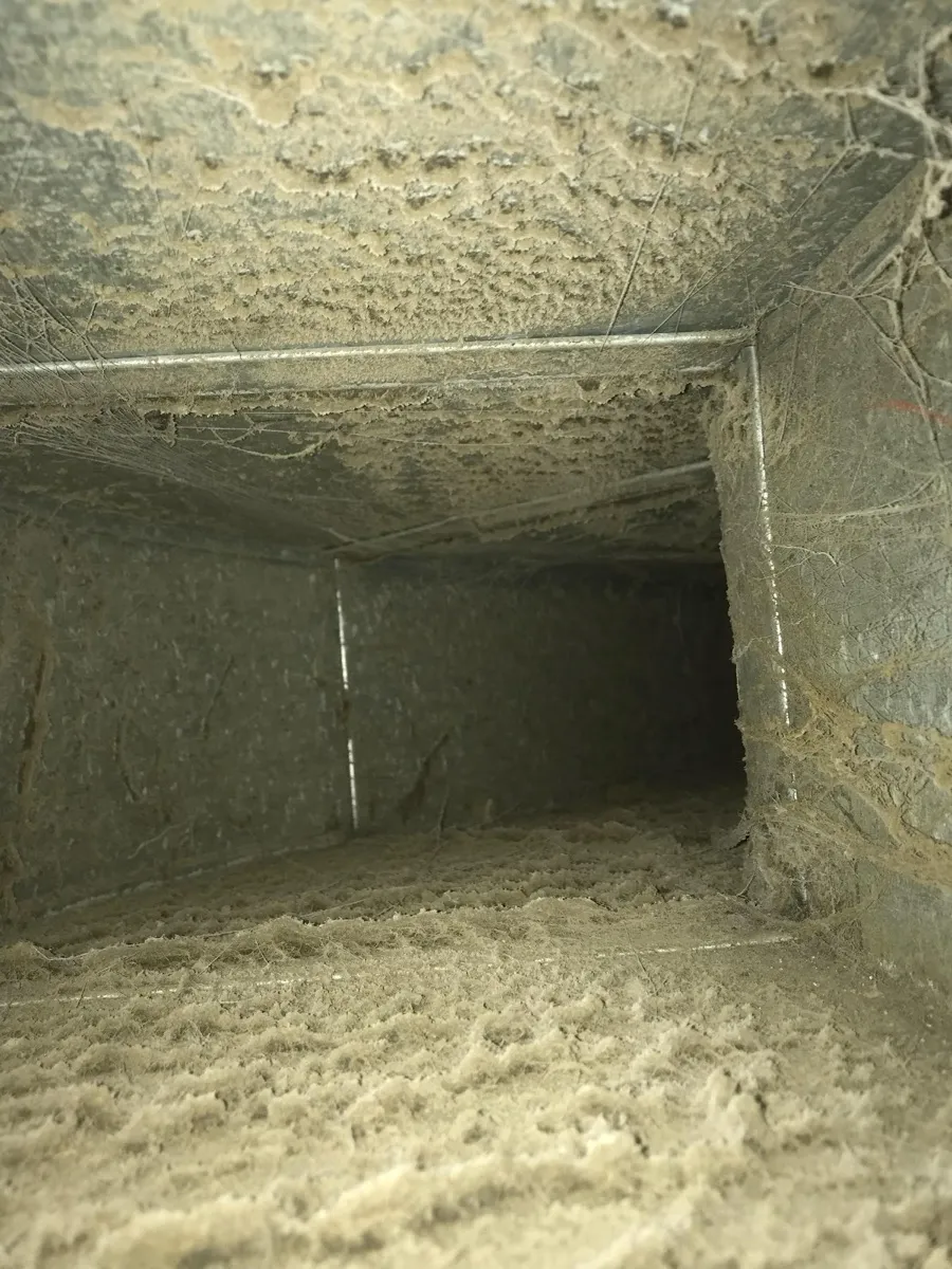 Dirty air duct in need of cleaning